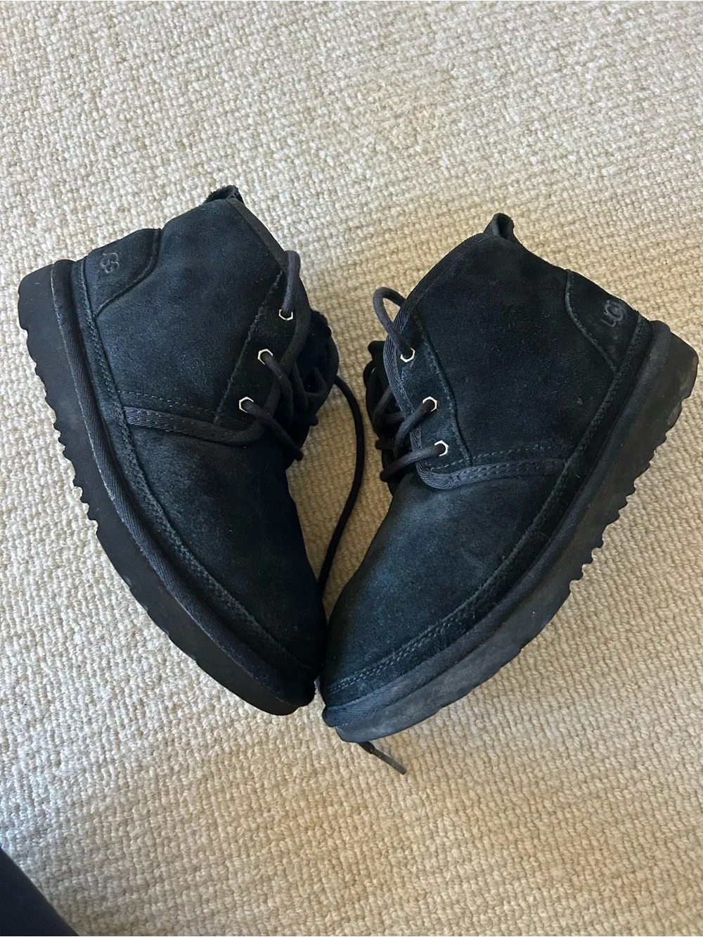 UGG Kids Black Suede Lace-Up Ankle Boots